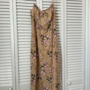 SHEIN Floral Maxi Dress in Tan and Pink